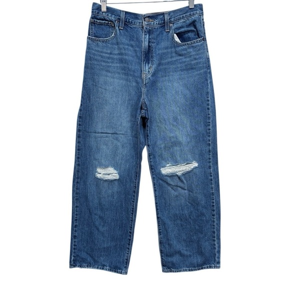 Levi's High Waist Wide Straight Leg Distressed Jeans Size 30 - Picture 1 of 7